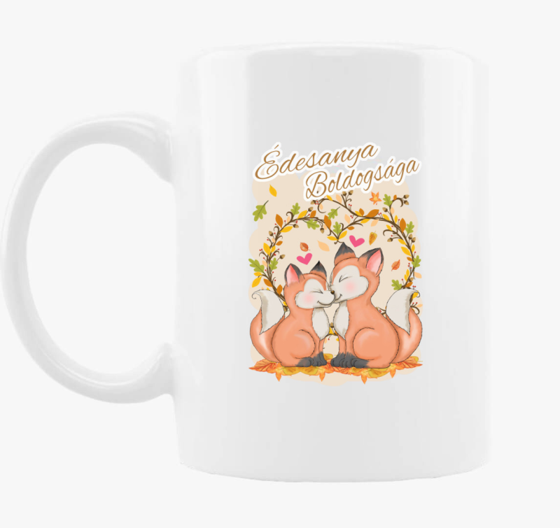 Édesanya boldogsága rókák ősszel gyerek bögre