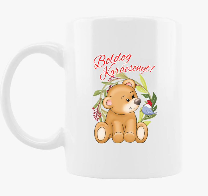 Boldog Karácsonyt Maci madárkával bögre