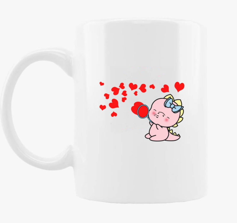 Dínó szívet fúj bögre