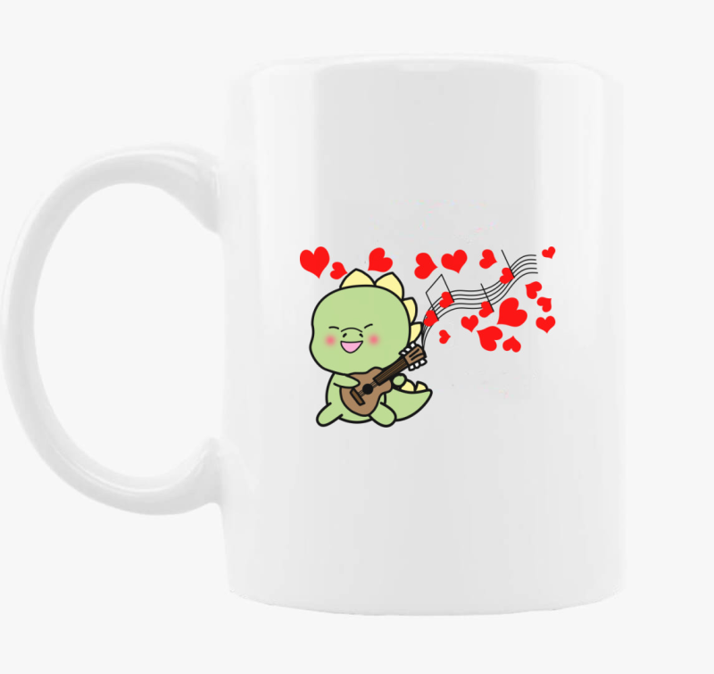 Dínó szívet gitároz fiú bögre