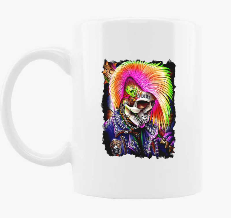 Színes punk koponya bögre