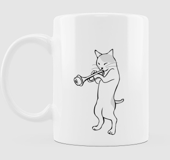 Macska trombitál bögre