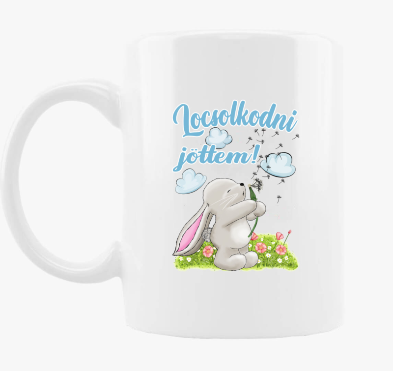 Húsvét Nyuszi fújókával Locsolkodni jöttem bögre