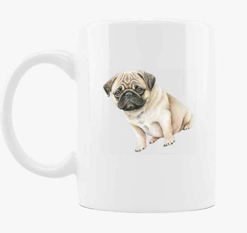 Mopsz akvarell bögre