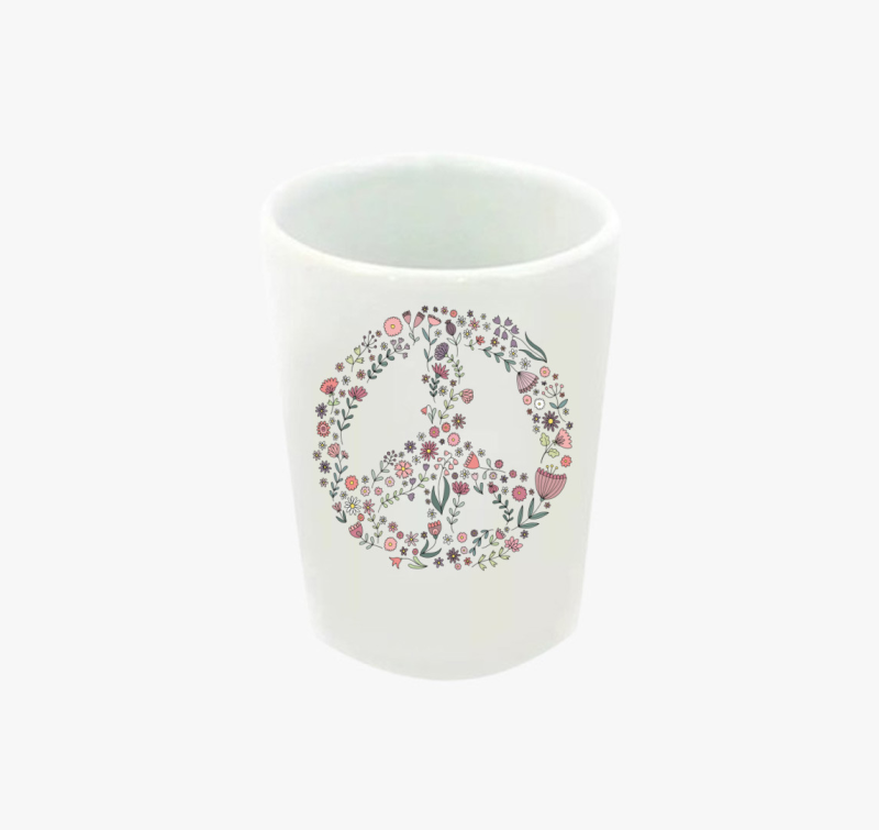 Békejel virágokból - színes feles pohár