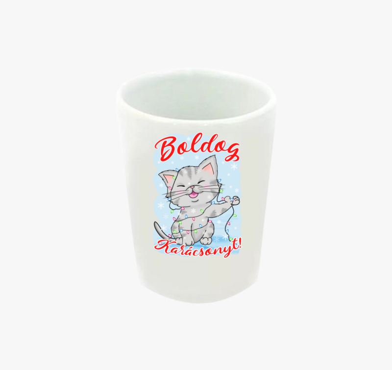 Boldog Karácsonyt cica égőkkel gyerek feles pohár