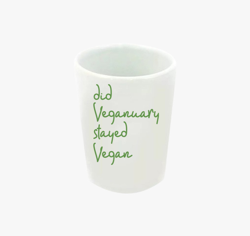 Did Veganuary (dőlt zöld betűs) feles pohár