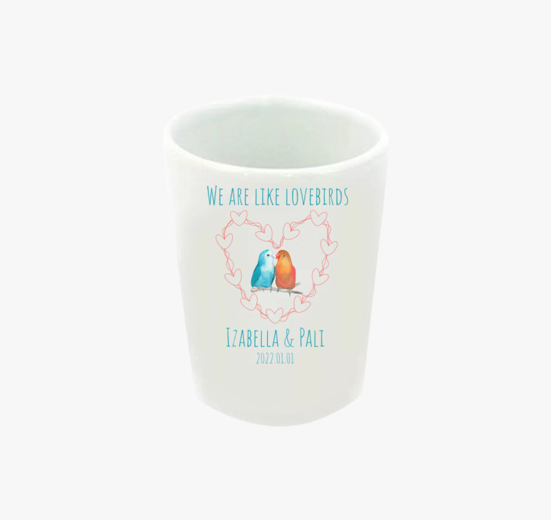 Lovebirds (kék) személyreszabható feles pohár