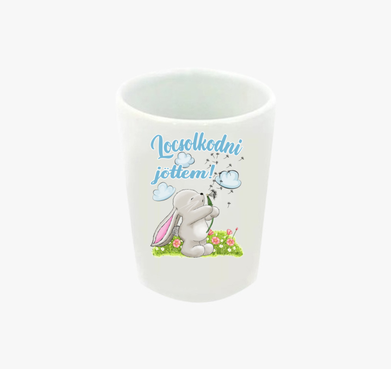 Húsvét Nyuszi fújókával Locsolkodni jöttem feles pohár