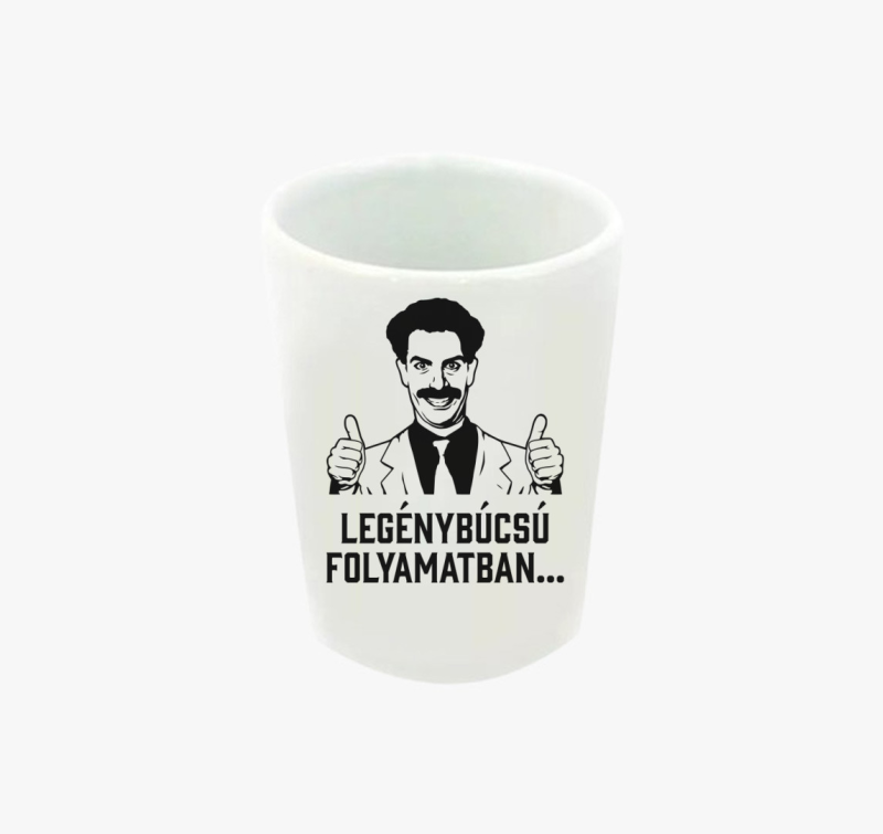 Borat legénybúcsú folyamatban feles pohár