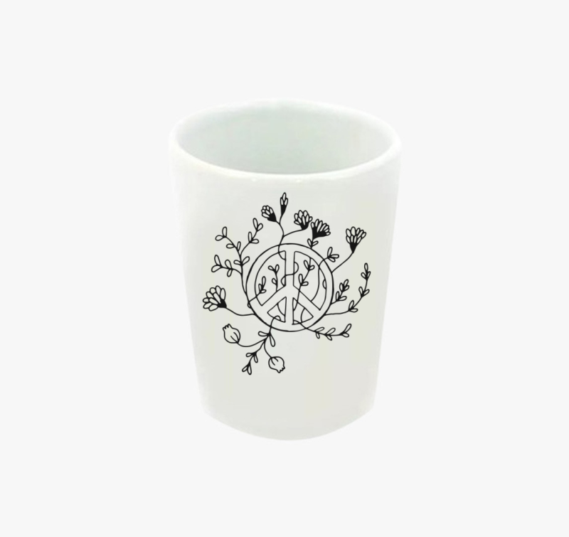 Békejeles monokróm feles pohár