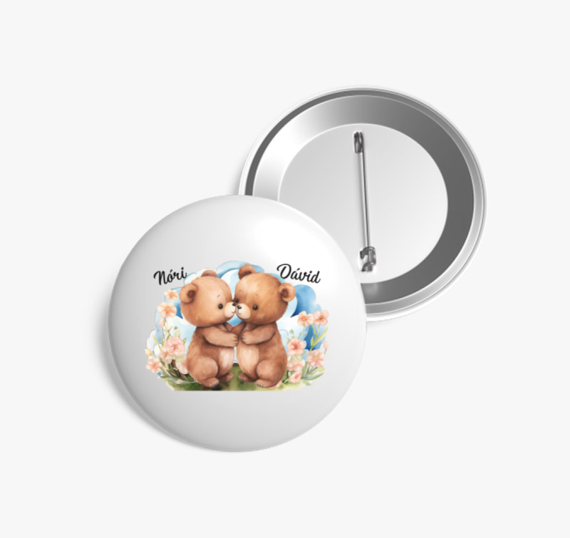 Összebújós szerelmes Macik kitűző