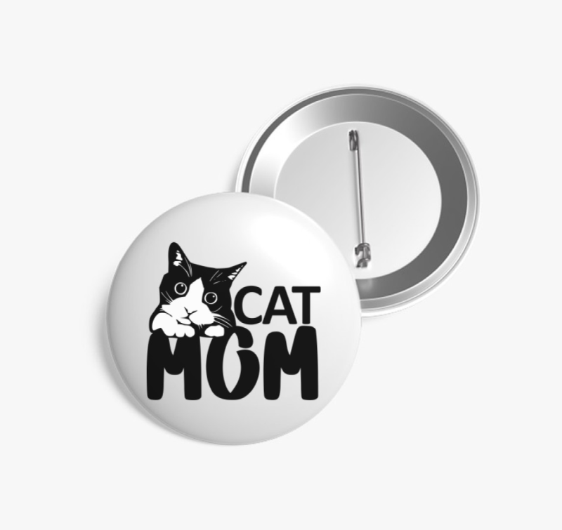 Anya macskás fekete mintás kitűző