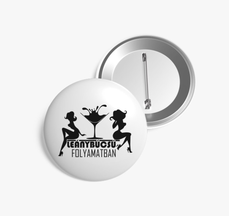 Lánybúcsú koktélos fekete mintás kitűző