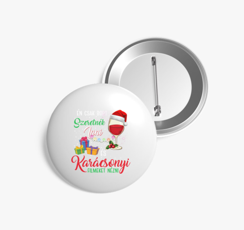 Karácsonyi filmek és bor kitűző