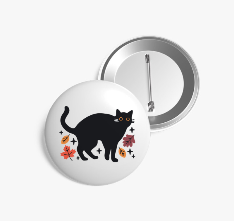 Fekete macska kitűző