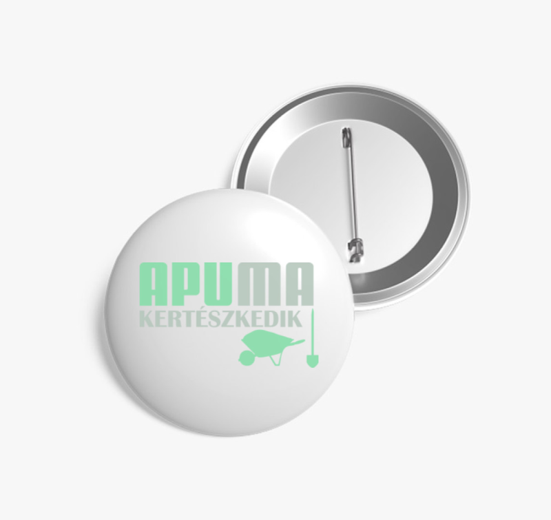 Apu ma kertészkedik kitűző