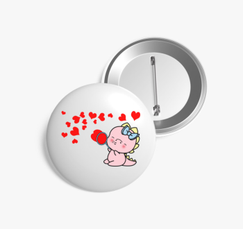 Dínó szívet fúj kitű