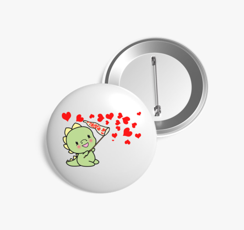 Dínó szívet fúj fiú kitűző