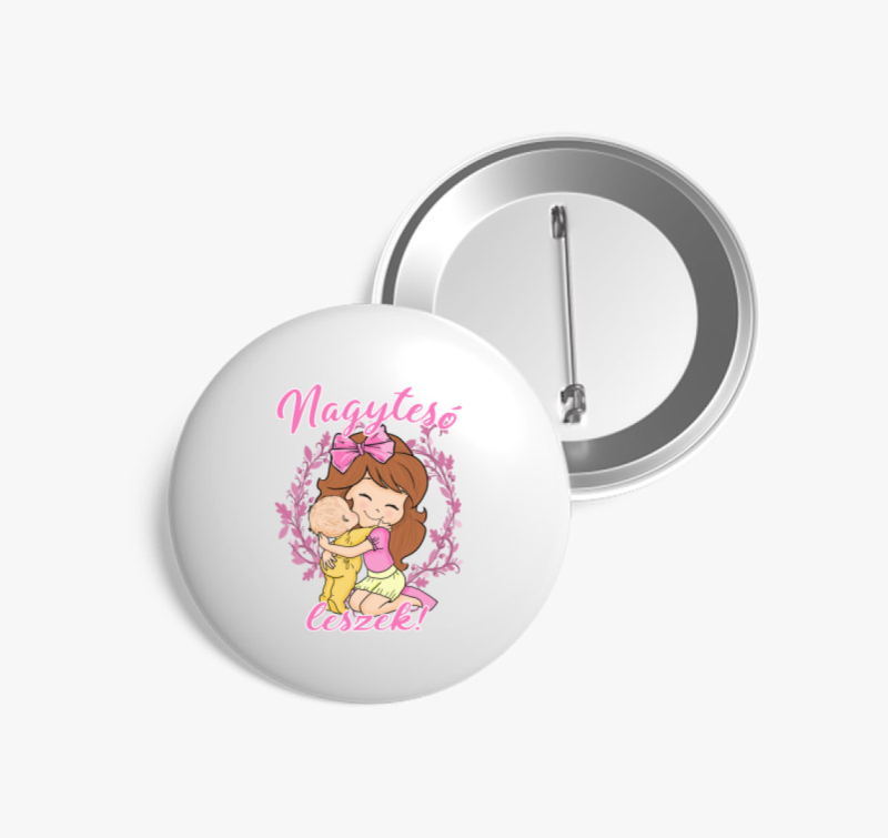 Nagytesó leszek nagylány babát ölel kitűző