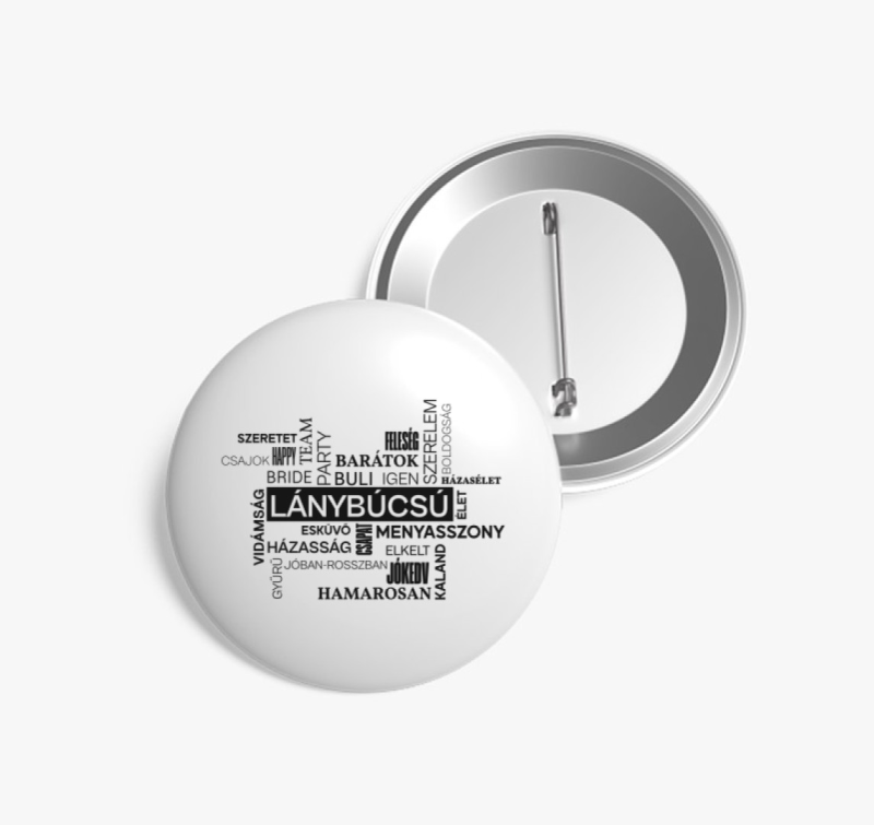 Szófelhős lánybúcsú kitűző