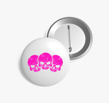 3 pink skulls kitűző