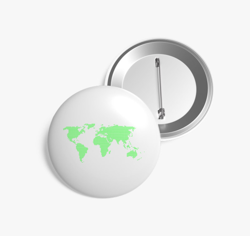 Pontozott zöld világtérkép kitűző