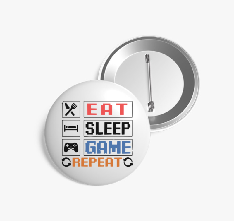 Eat sleep game repeat felirat kitűző
