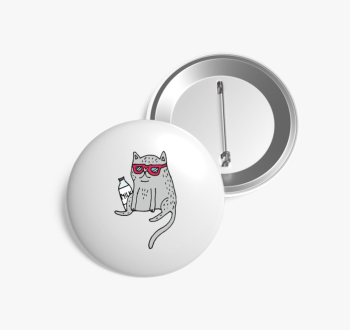 Beállt macska kitűző