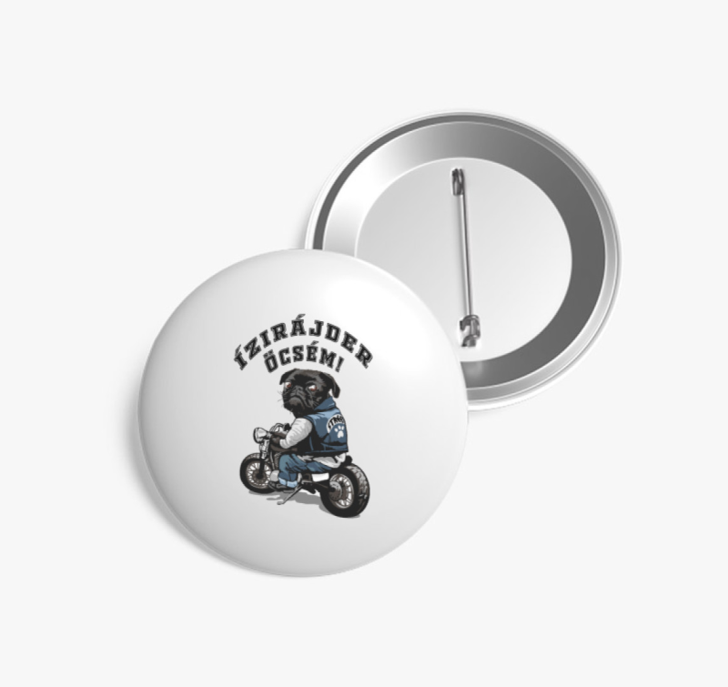 Motoros kutyás kitűző 