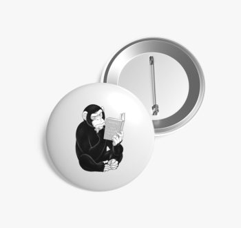 Olvasó majom kitűző