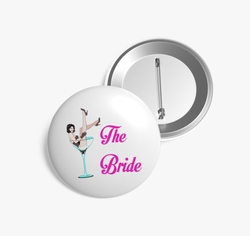 Lánybúcsúra koktélos menyasszony kitűző