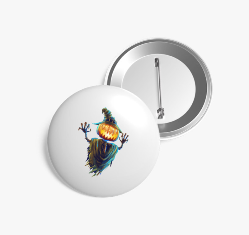 Madárijesztő halloween kitűző