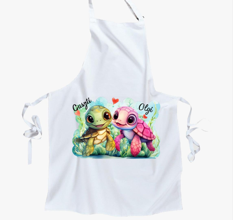 Összebújós szerelmes teknősök kötény