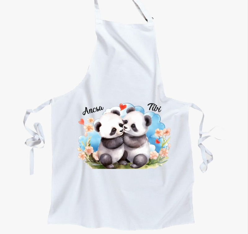 Összebújós szerelmes Panda kötény