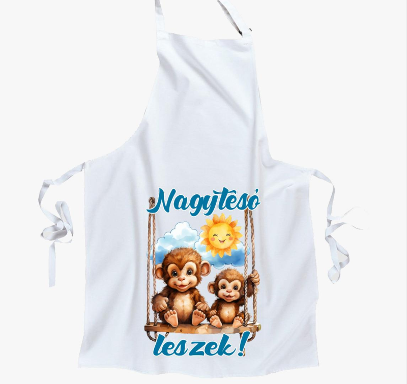 Nagytesó leszek, kismajmok hintán fiús kötény