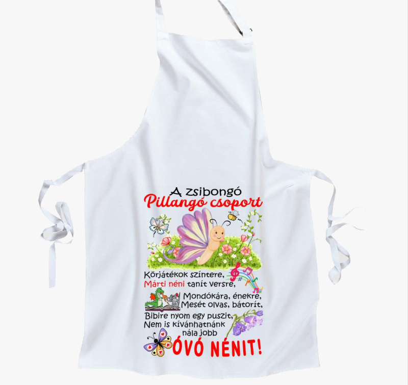 Óvó néninek Zsibongó Pillangó csoport névvel kötény