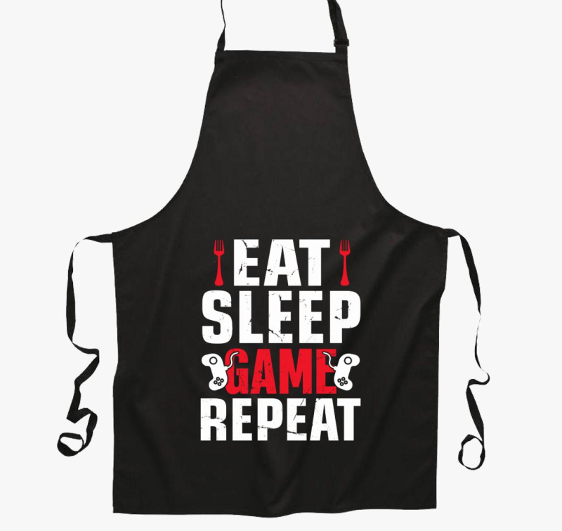 Eat sleep game repeat gamereknek kötény