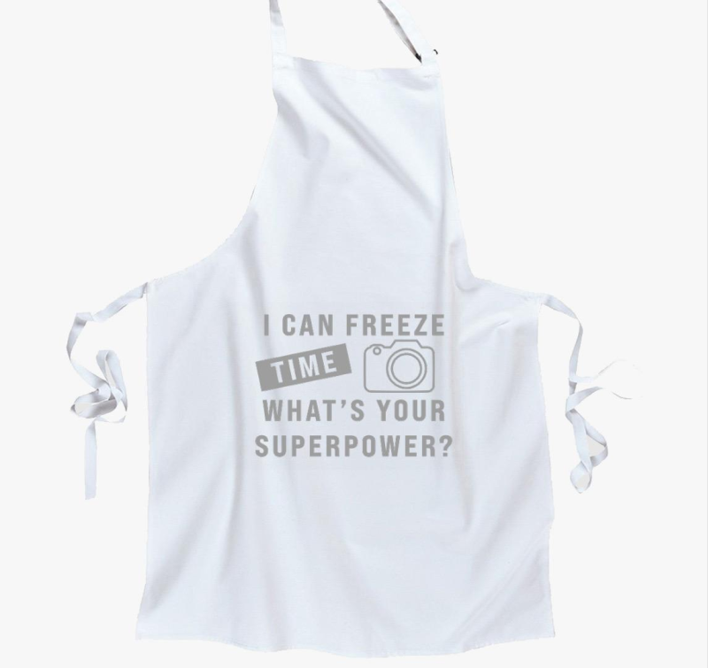 I can freeze time what's your superpower? szürke mintás kötény