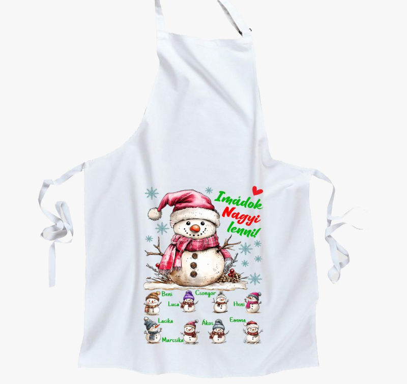 Karácsonyi Imádok nagyi lenni hóemberek nevekkel kötény