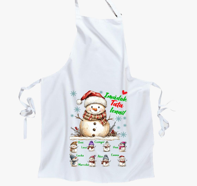 Karácsonyi Imádok tata lenni hóemberek nevekkel kötény