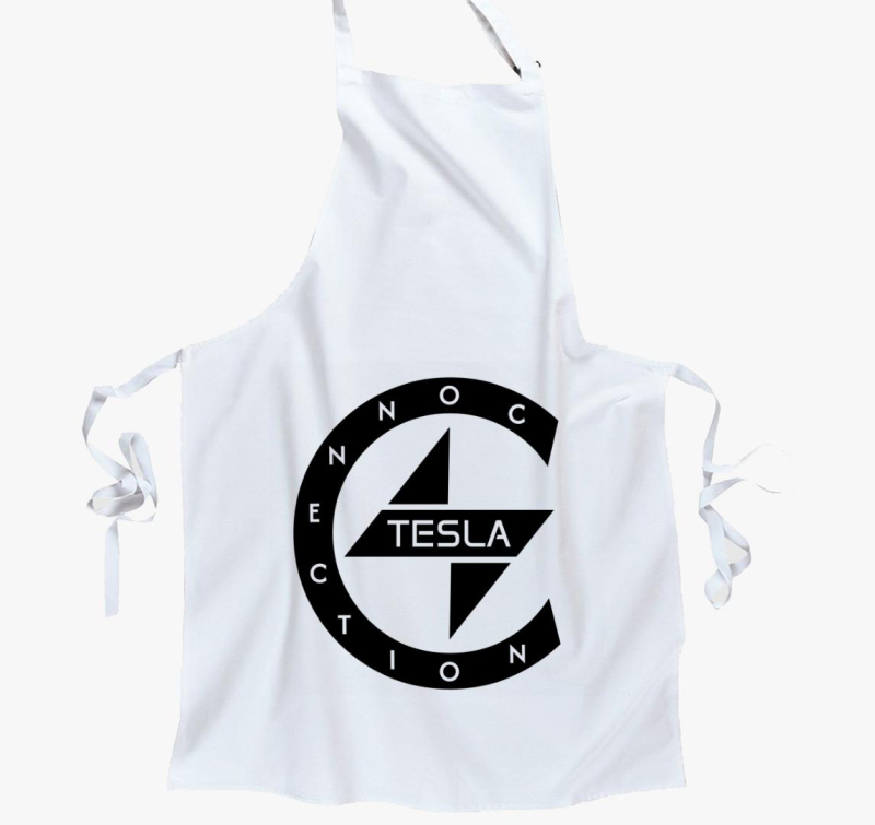 TeslaConnection fekete logós kötény