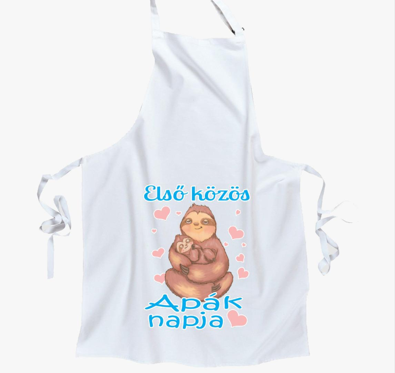 Első közös Apák napja lajhár fiús kötény