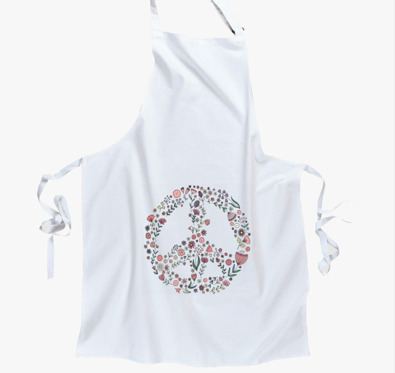 Békejel virágokból - színes kötény