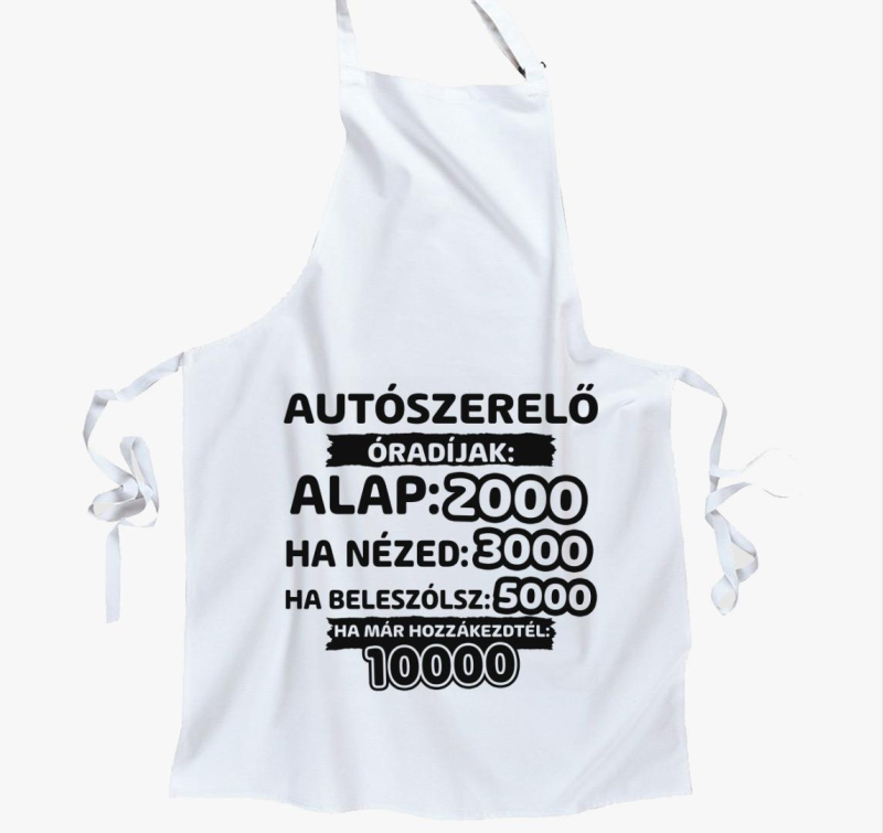 Autószerelő óradíjak munka kötény