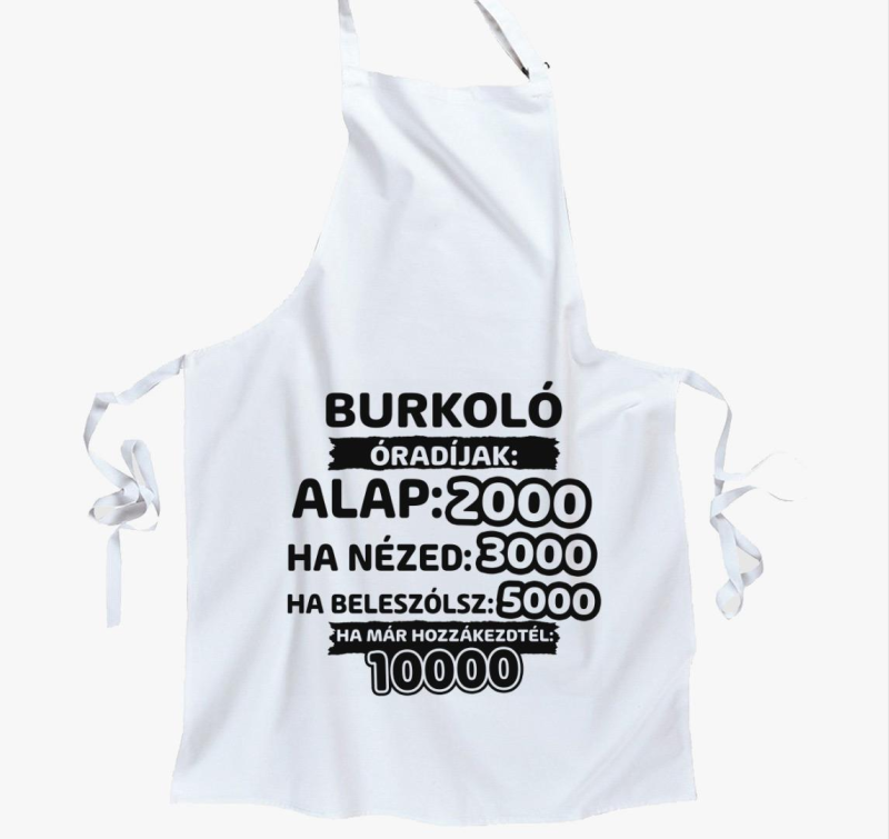 Burkoló óradíjak munka kötény