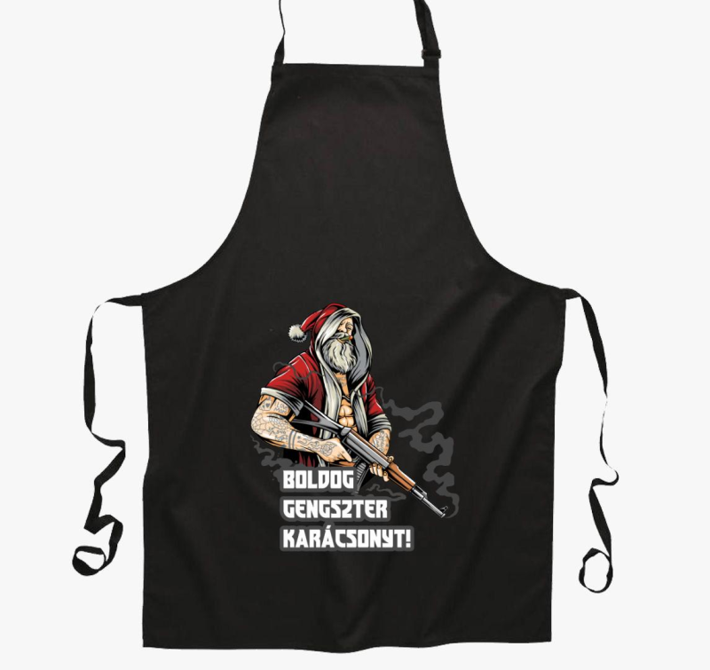 Boldog gengszter karácsonyt kötény