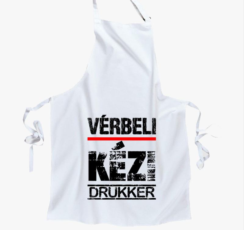 Vérbeli kézi drukker kötény