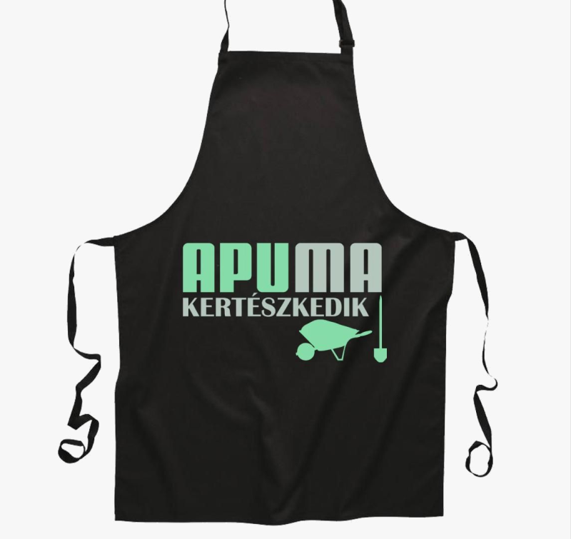 Apu ma kertészkedik kötény