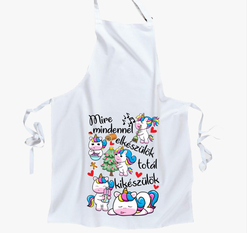 Karácsonyra készülök kikészülök unikornis kötény
